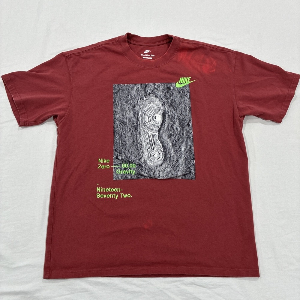 Nike Tee Zero‎ Gravity 1972 Moon Walk Loose Fit Heavy Red T-Shirt Men's Medium